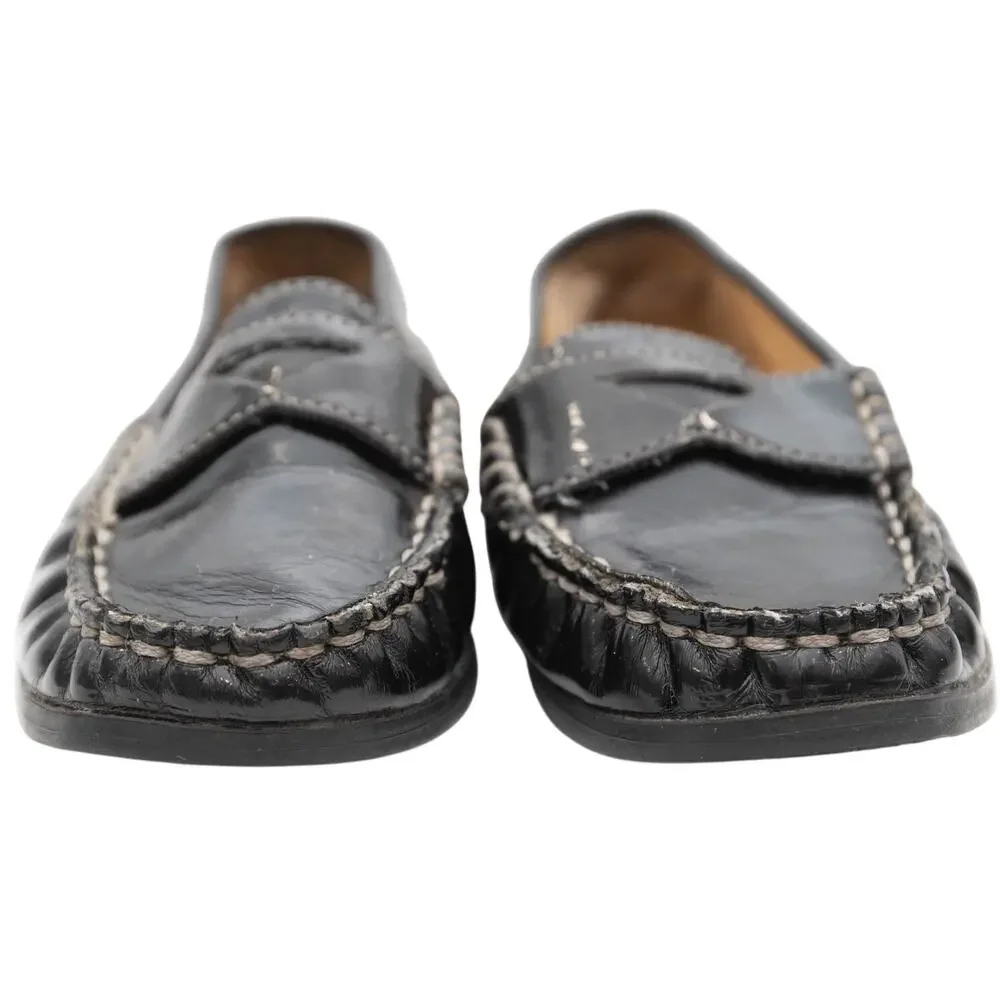 Cole Haan Toddler Black Patent Leather Moc Toe Air Penny Loafers Size 8